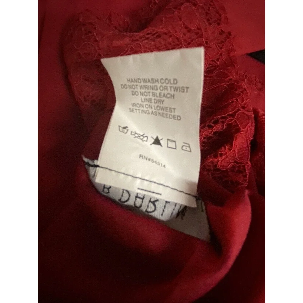 B. Darlin Lace Crepe Ruby Red Bow Back Skater Cocktail Party Bow Back Mini Dress - Picture 15 of 15